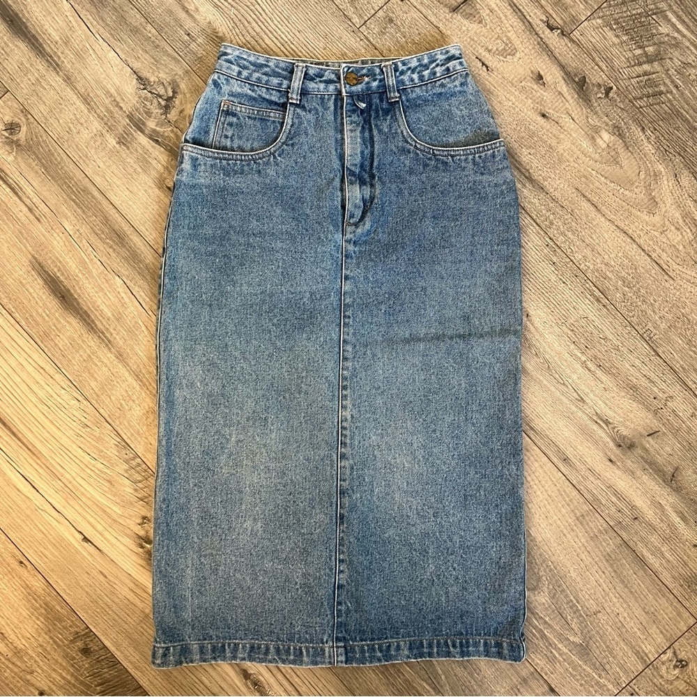 Vintage Unionbay Midi Denim Jean Skirt with slit- size 7